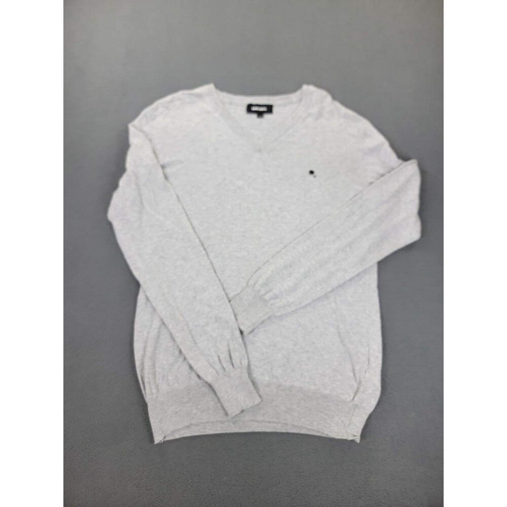 Diesel Sweater Mens XL Gray V-Neck Made in Italy Lightweight Cotton Nylon‎ Knit